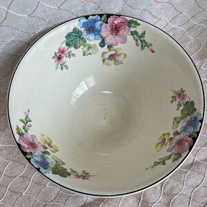 Vintage Harker Mallow Floral Bowl 10" Handmade Oldest Pottery Co in USA Hotoven